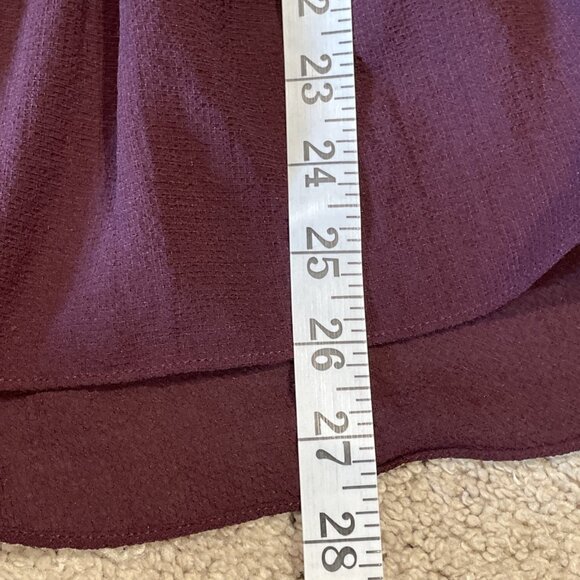 Max Studio Peplum Top Blouse Women's L Burgundy Bell Sleeve Glam Castlecore - Picture 7 of 10